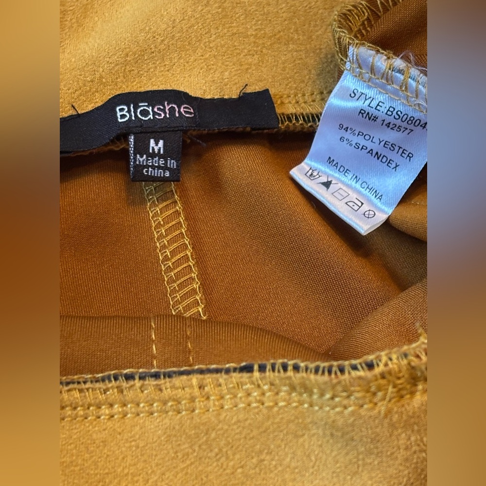 BLASHE Women’s SZ M Faux Stretch Suede Mini Skirt, Rich Saffron Yellow Color - Picture 11 of 16